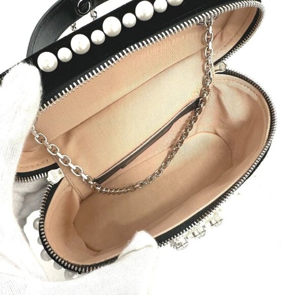 ROGER VIVIER RBWANMH70000LU Crystal Faux Pearl Vanity Micro 2WAY Hand Bag - Picture 2 of 14
